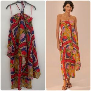 Farm Rio Sand Surreal Scarf Sleeveless Maxi Dress